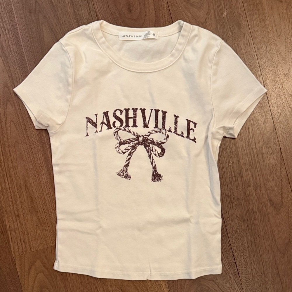 Altar'd State Cream Nashville Bow Crop Top